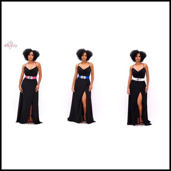 Rhinestone Stretch Belt Wide Formal Elegant Dressy Waist Cincher Accessory main image 5